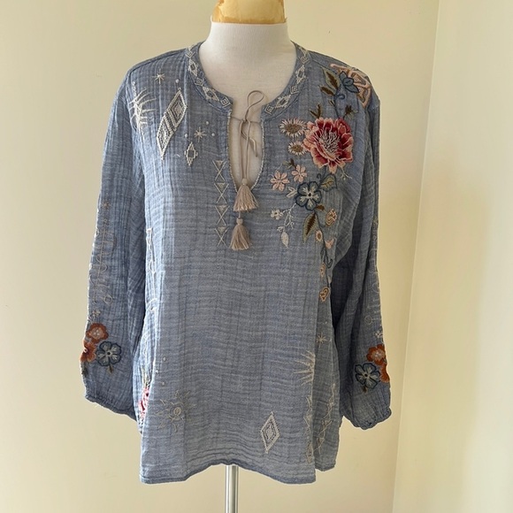 NWT! Johnny Was XL Umoya effortless scarf back blouse. - Picture 1 of 13